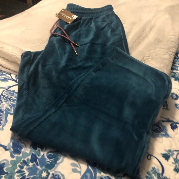 NWT Matilda Jane Dark Teal Velour Crop Pant Drawstring Waist Tulip Cuffs - Picture 1 of 8